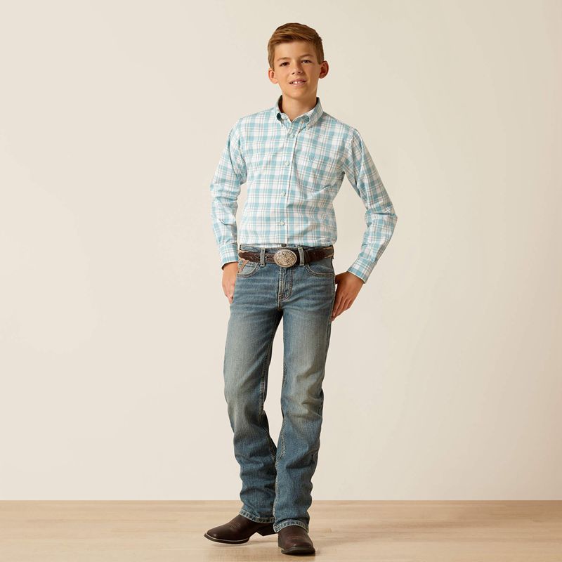 Ariat Pro Series Edward Classic Fit Shirt Bleu Foncé Enfant | CRC-24141850