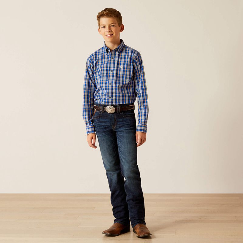 Ariat Pro Reggie Classic Fit Shirt Bleu Royal Bleu Enfant | TKJ-10741701