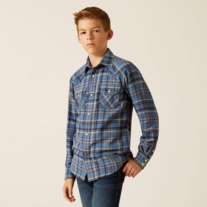 Ariat Huntley Retro Fit Shirt Bleu Enfant | FGC-39670696