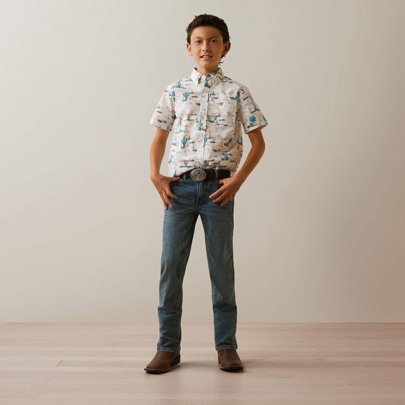 Ariat Krish Classic Fit Shirt Blanche Enfant | YNU-88712066