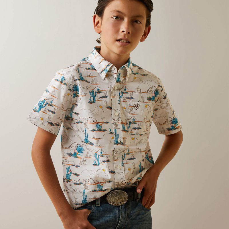 Ariat Krish Classic Fit Shirt Blanche Enfant | YNU-88712066