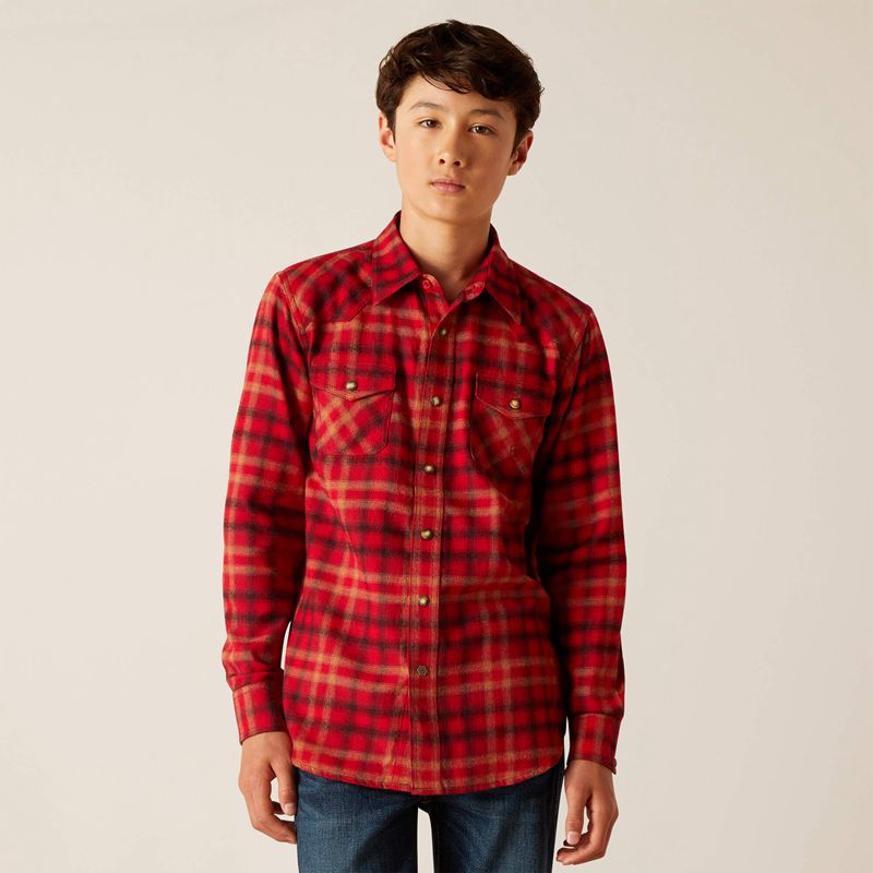 Ariat Heber Retro Fit Shirt Cranberry Crimson Enfant | MJJ-31754680