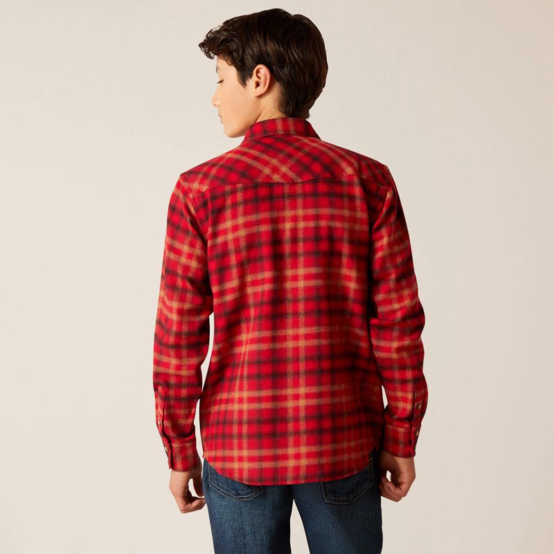 Ariat Heber Retro Fit Shirt Cranberry Crimson Enfant | MJJ-31754680