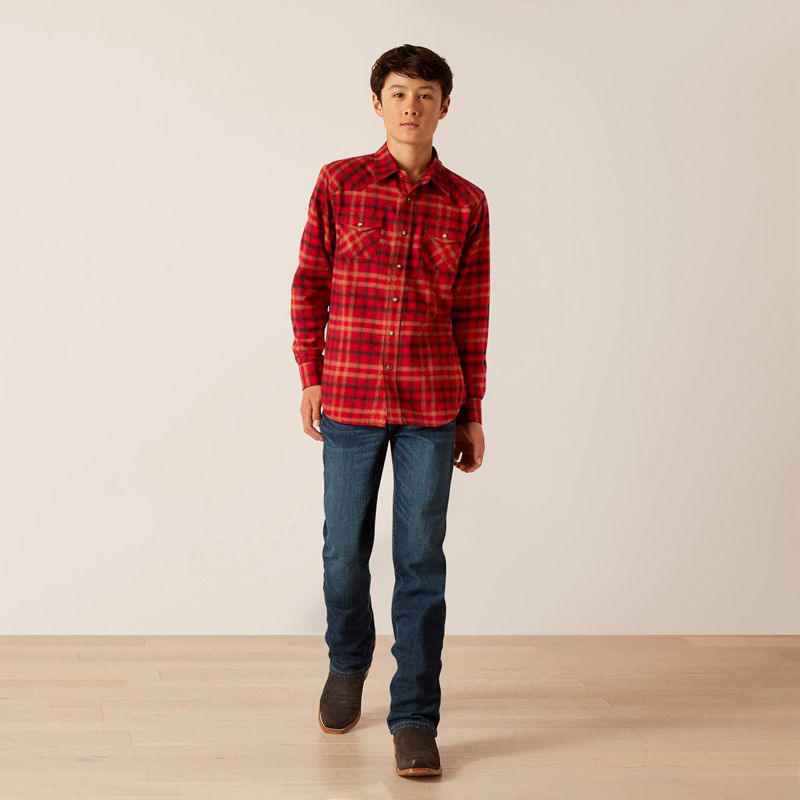 Ariat Heber Retro Fit Shirt Cranberry Crimson Enfant | MJJ-31754680