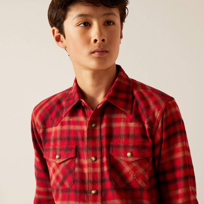 Ariat Heber Retro Fit Shirt Cranberry Crimson Enfant | MJJ-31754680