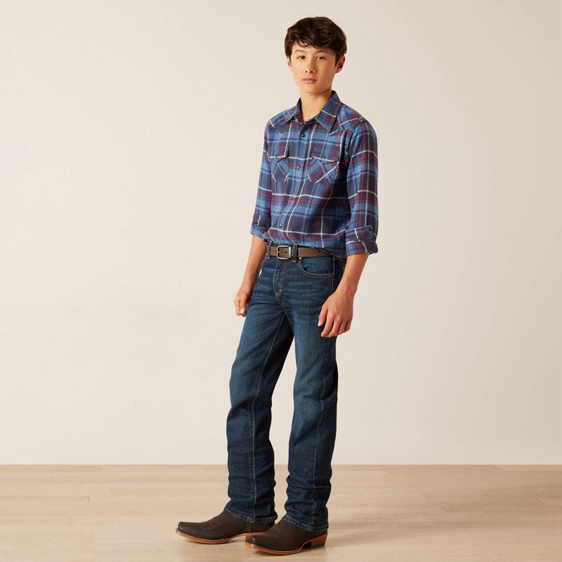 Ariat Harim Retro Fit Shirt Indigo Enfant | CYX-40764895