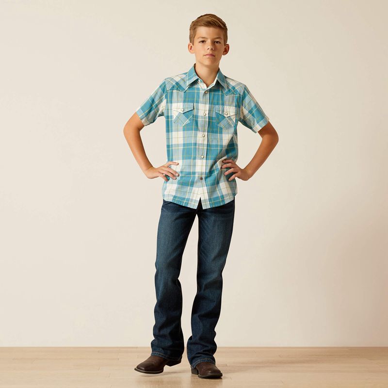 Ariat Harry Retro Fit Shirt Gasoline Enfant | GGE-54138923