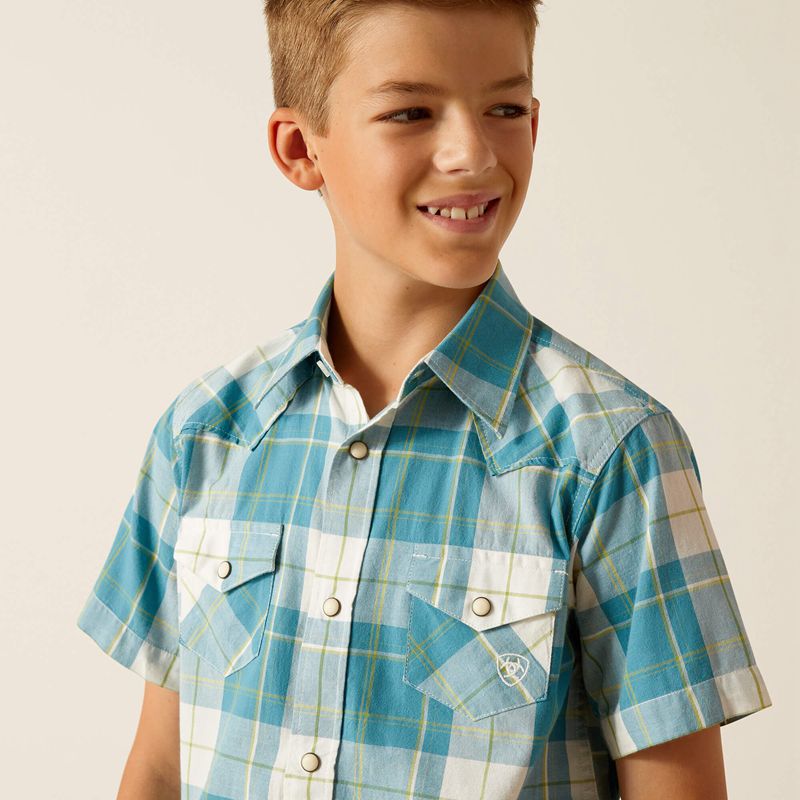 Ariat Harry Retro Fit Shirt Gasoline Enfant | GGE-54138923