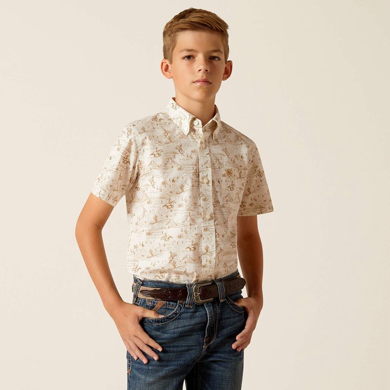 Ariat Edison Classic Fit Shirt Tan Enfant | LHU-61821919