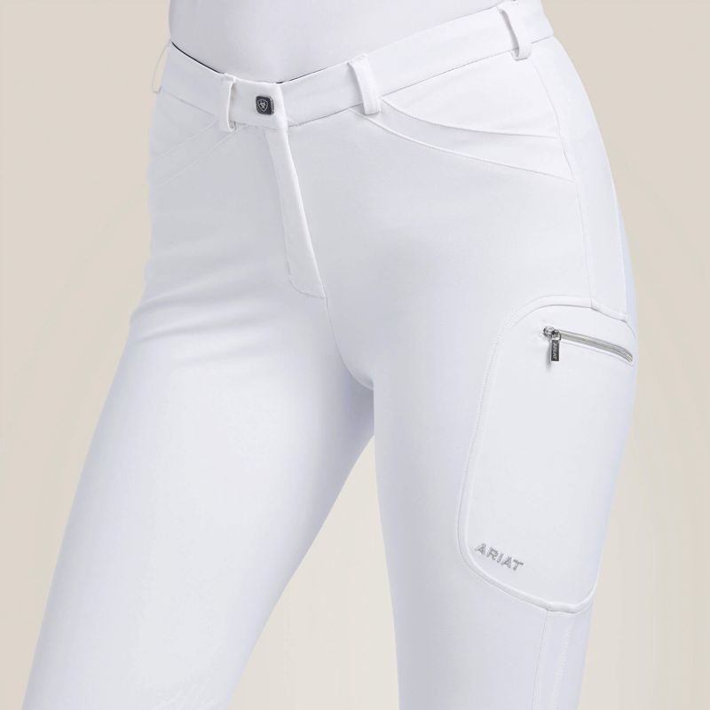 Ariat Triton Grip Knee Patch Breech Blanche Femme | CCX-46038780