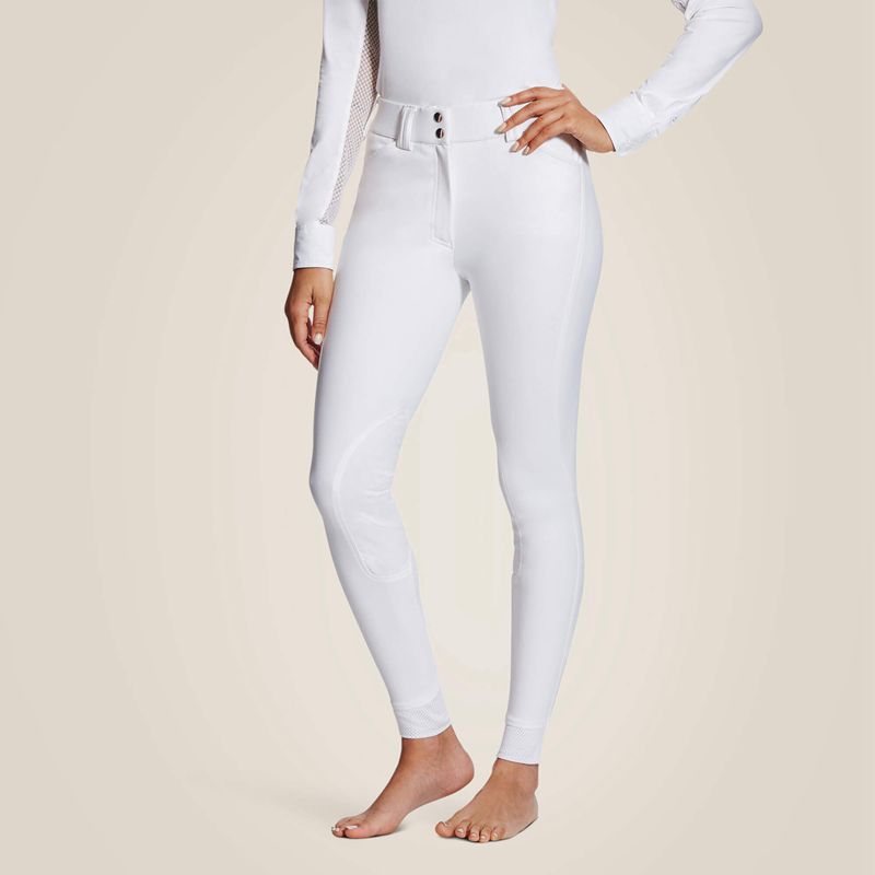 Ariat Tri Factor Grip Knee Patch Breech Blanche Femme | XKV-45303822