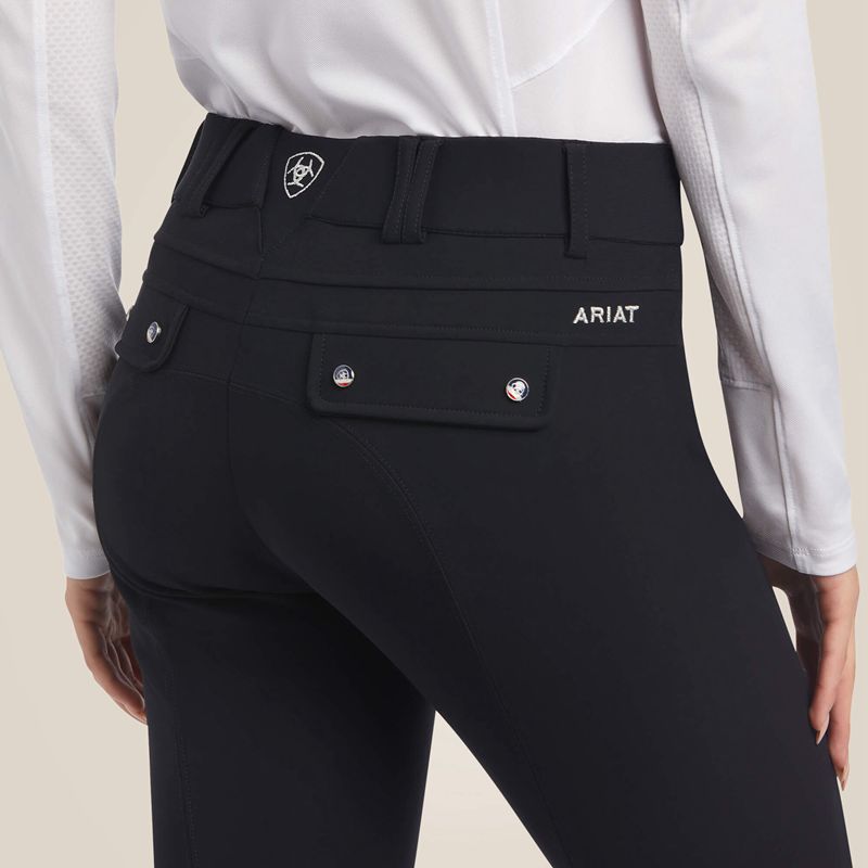 Ariat Tri Factor Grip Knee Patch Breech Noir Femme | STC-72718846