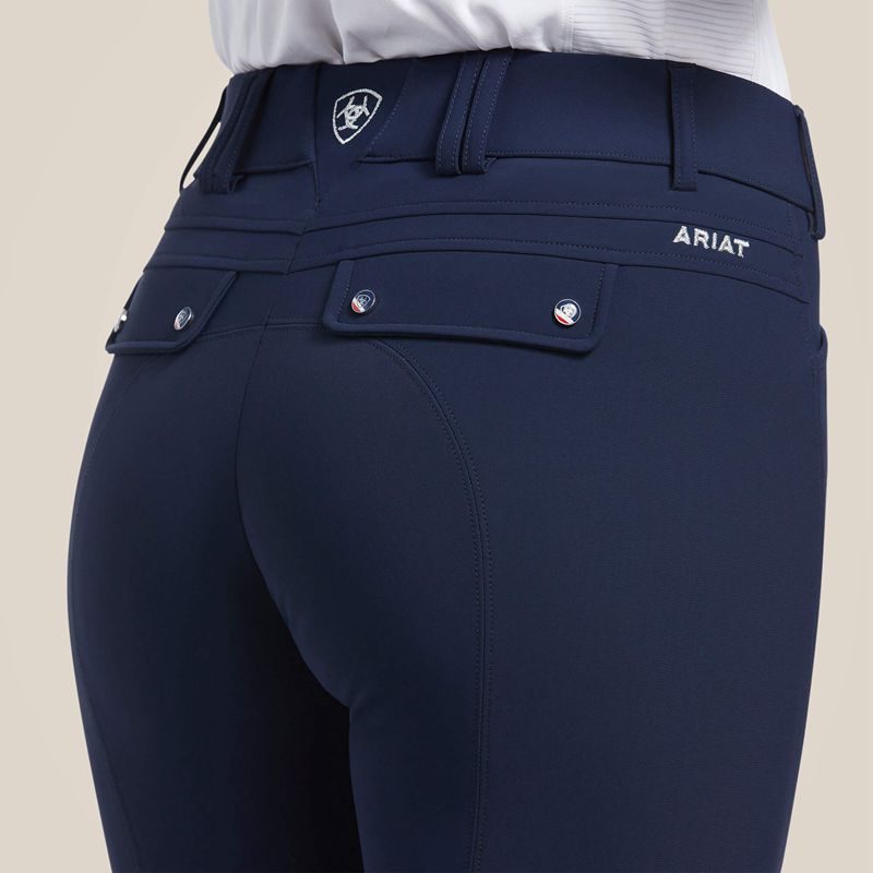 Ariat Tri Factor Grip Knee Patch Breech Bleu Marine Femme | GGH-87472921