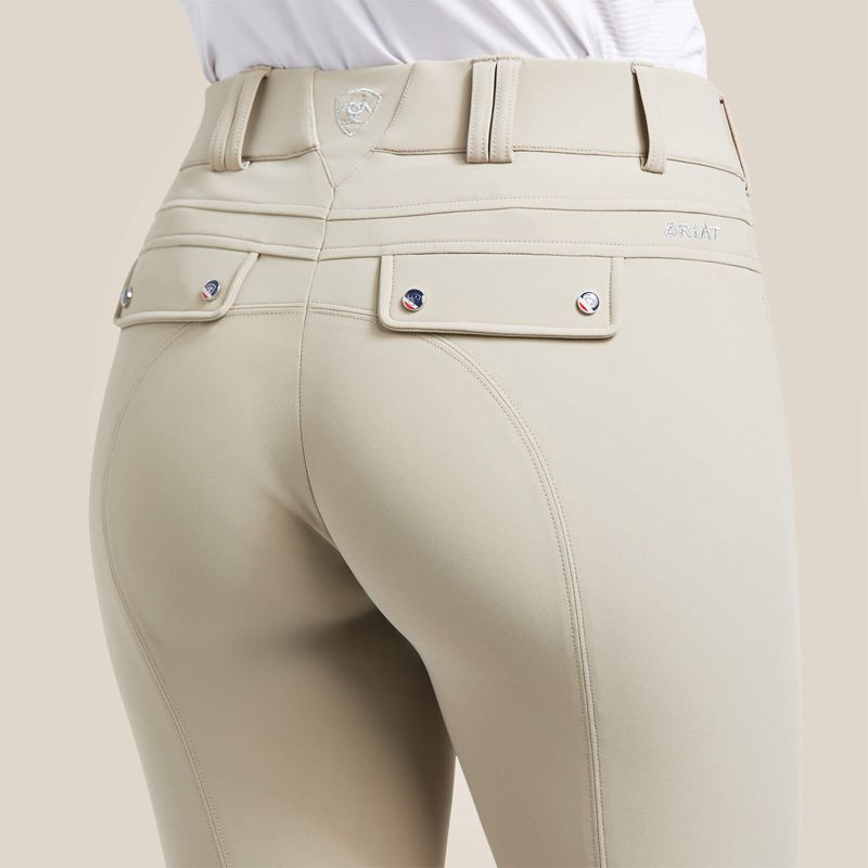 Ariat Tri Factor Grip Knee Patch Breech Tan Femme | RPT-44702576