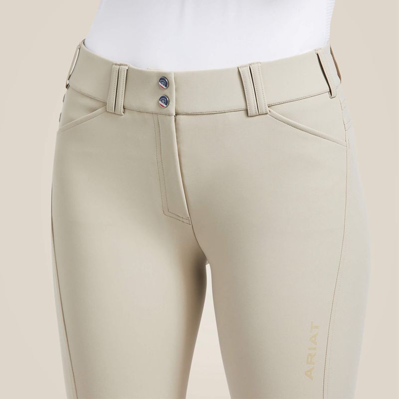 Ariat Tri Factor Grip Knee Patch Breech Tan Femme | RPT-44702576