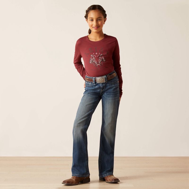 Ariat R.E.A.L. Clover Boot Cut Bleu Enfant | EDL-00656329