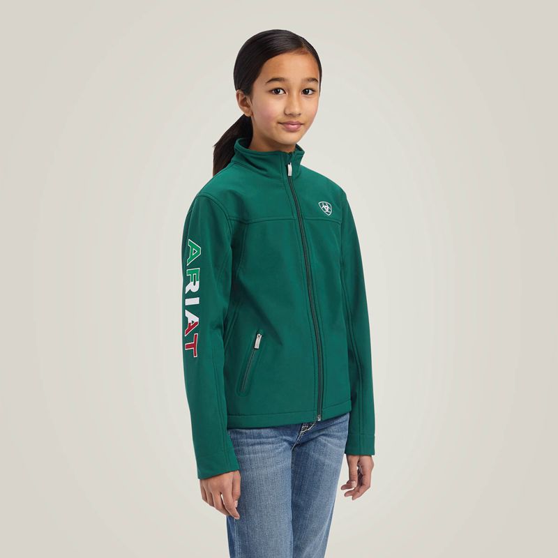 Ariat New Team Softshell Mexico Jacket Verde Enfant | WYQ-77904233