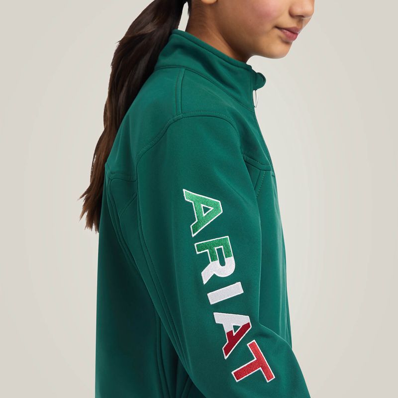 Ariat New Team Softshell Mexico Jacket Verde Enfant | WYQ-77904233