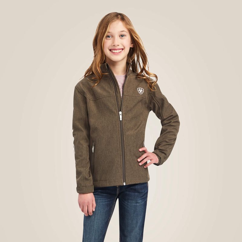 Ariat New Team Softshell Jacket Banyan Bark Heather Enfant | GEI-39895619