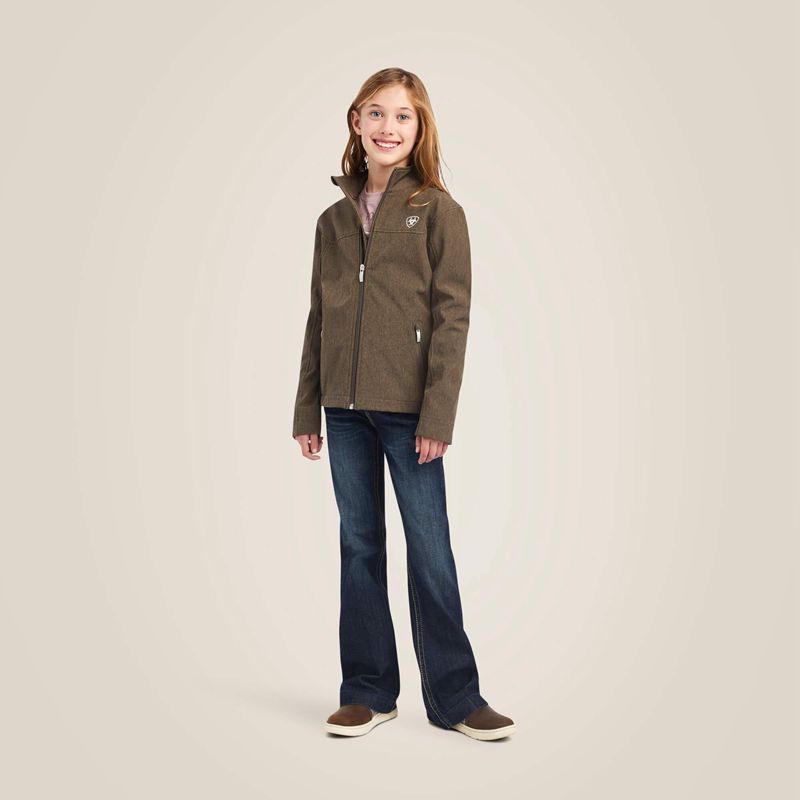 Ariat New Team Softshell Jacket Banyan Bark Heather Enfant | GEI-39895619