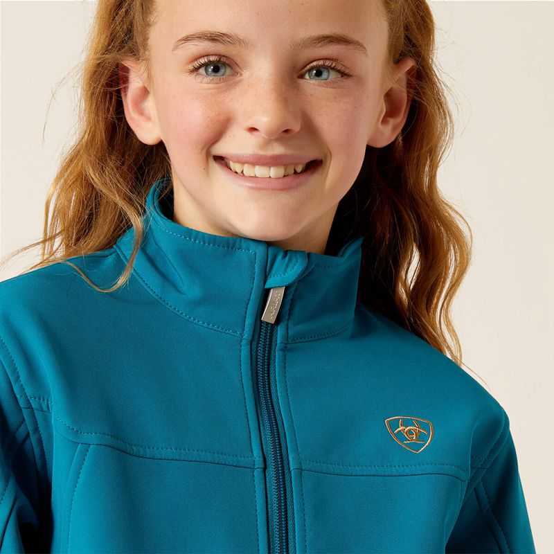 Ariat New Team Softshell Jacket Ocean Depths/Retro Ranch Print Enfant | YEC-66167155