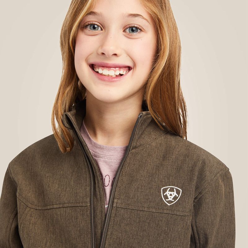 Ariat New Team Softshell Jacket Banyan Bark Heather Enfant | GEI-39895619