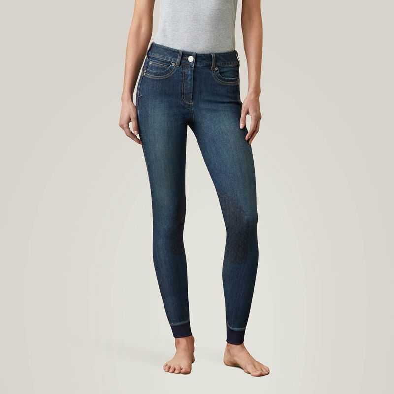 Ariat Halo Denim Knee Patch Breech Marine Femme | OOB-30589938