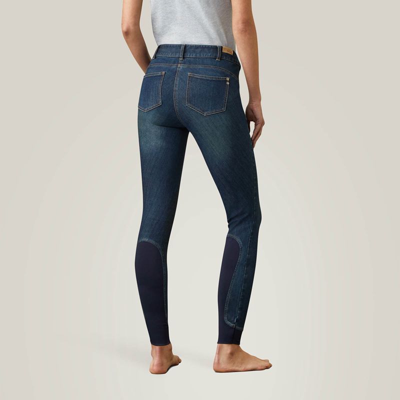 Ariat Halo Denim Knee Patch Breech Marine Femme | OOB-30589938