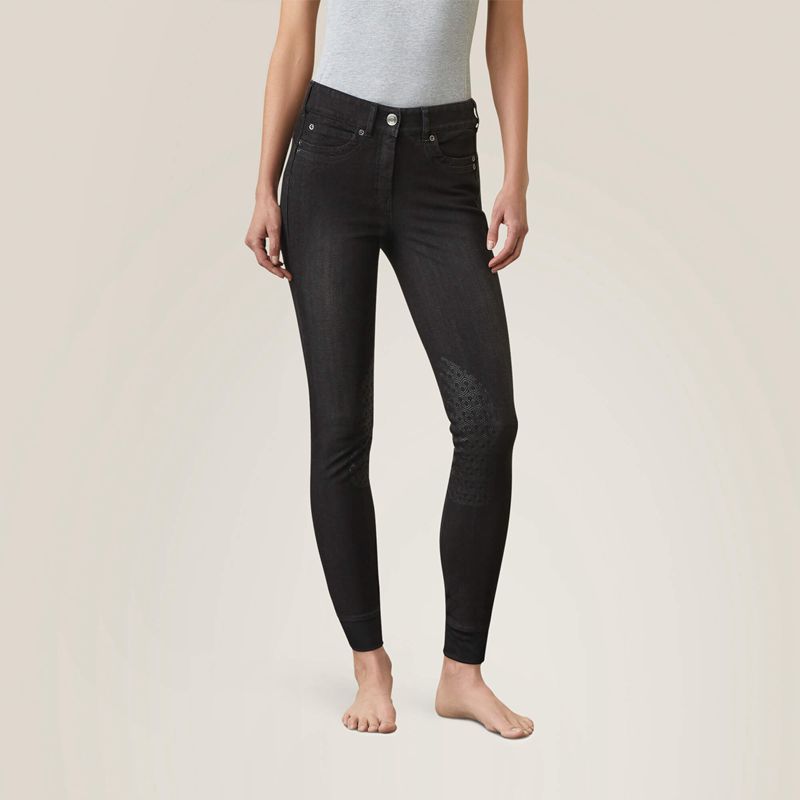 Ariat Halo B Denim Knee Patch Breech Noir Femme | ZEO-07444511