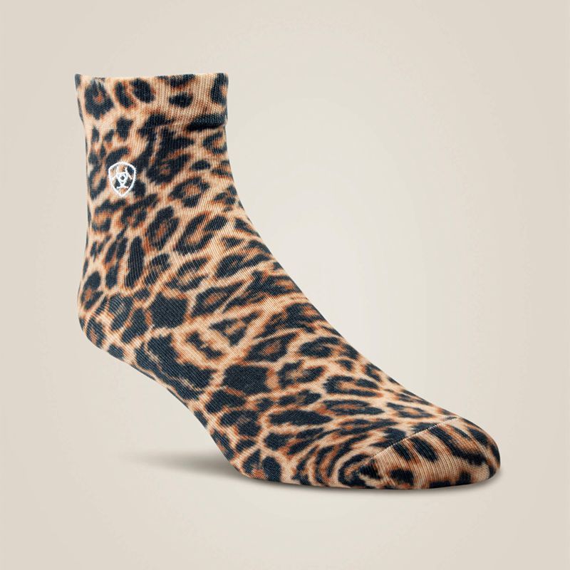 Ariat Wild Thing Ankle Sock 2 Pair Multi Color Pack Leopard Bleu Femme | XMW-18042352