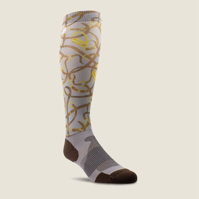 Ariat Tek Slim Printed Socks Zinc Bridle Femme | YJC-54665677