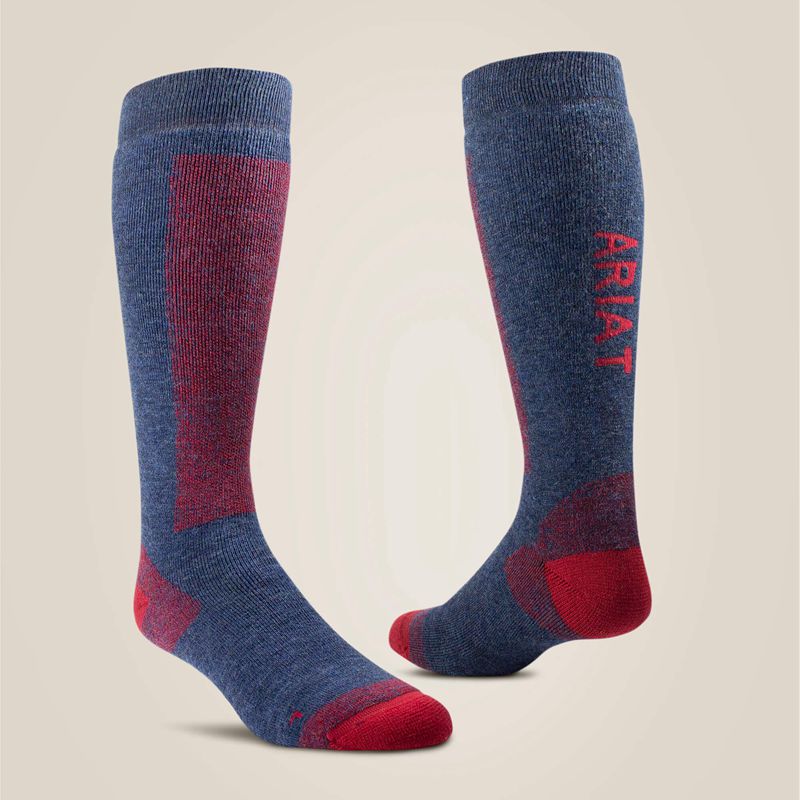 Ariat Tek Merino Socks Navy/Red Femme | UHK-48804296