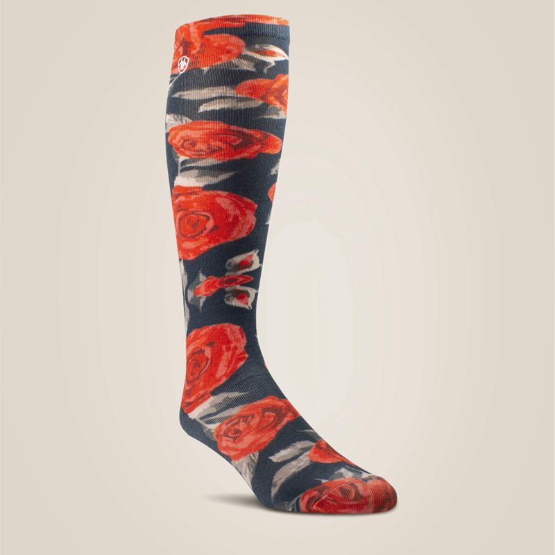 Ariat Red s Knee High Sock Rose Femme | FKI-20784669