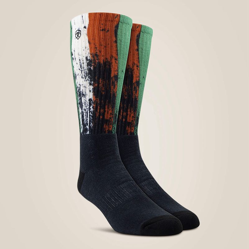 Ariat Mexico Graphic Crew Work Sock 2 Pair Multi Noir Femme | QTJ-81077004