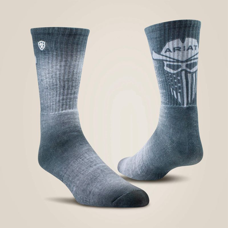 Ariat Incognito Graphic Crew Work Sock 2 Pair Multi Color Pack Grey/Green Femme | YJL-35963920