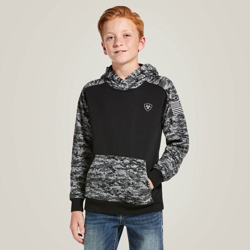 Ariat Patriot Hoodie Noir Camouflage Enfant | SER-33671827