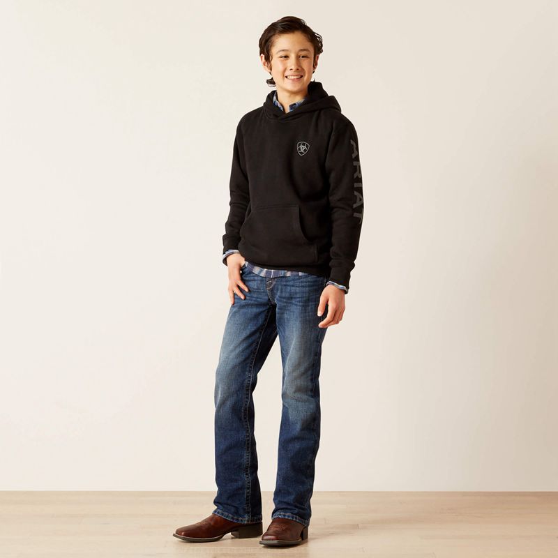 Ariat Logo Hoodie Noir Enfant | ZCO-52475828