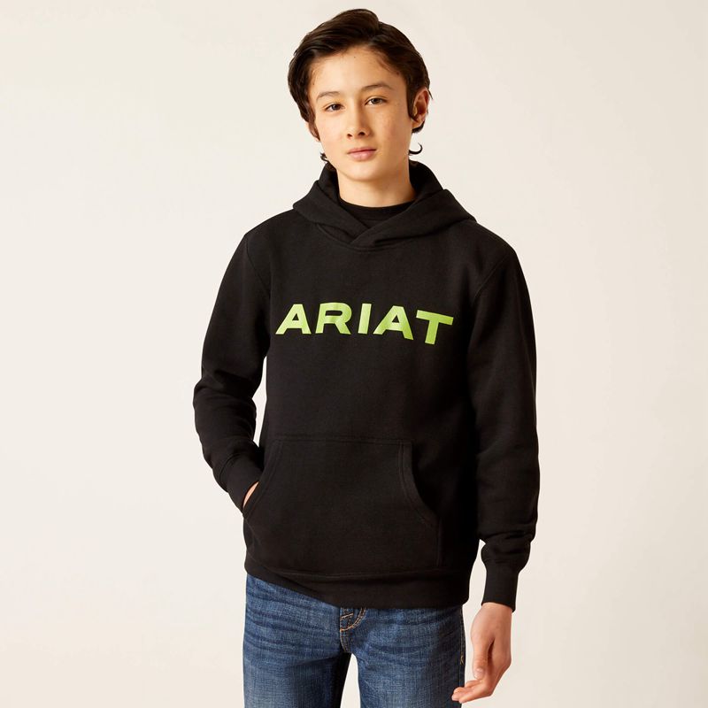 Ariat Front Logo Hoodie Noir Enfant | BDN-09286426