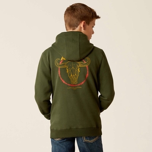 Ariat Barbwire Skull Hoodie Vert Foncé Enfant | TDO-49888876