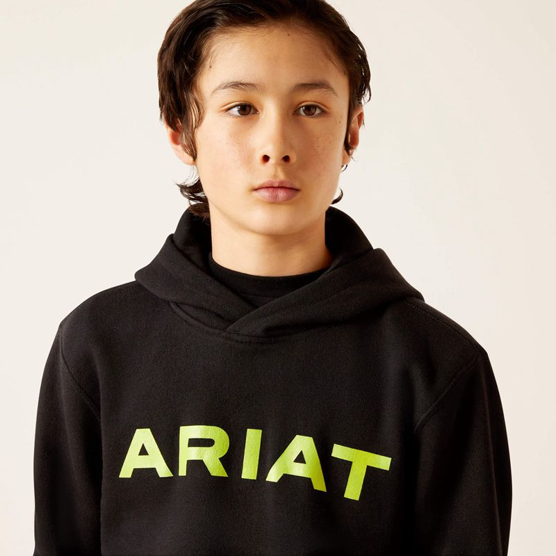 Ariat Front Logo Hoodie Noir Enfant | BDN-09286426