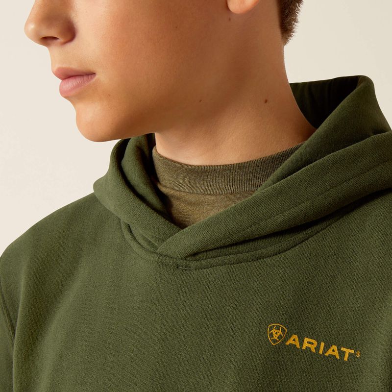 Ariat Barbwire Skull Hoodie Vert Foncé Enfant | TDO-49888876