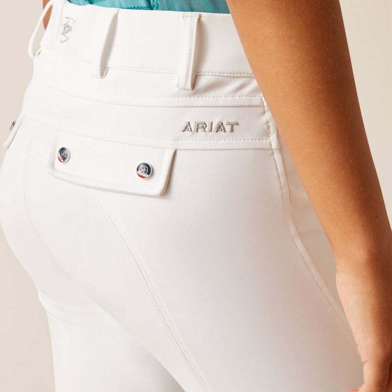 Ariat Tri Factor Grip Knee Patch Breech Blanche Enfant | GWS-09069845