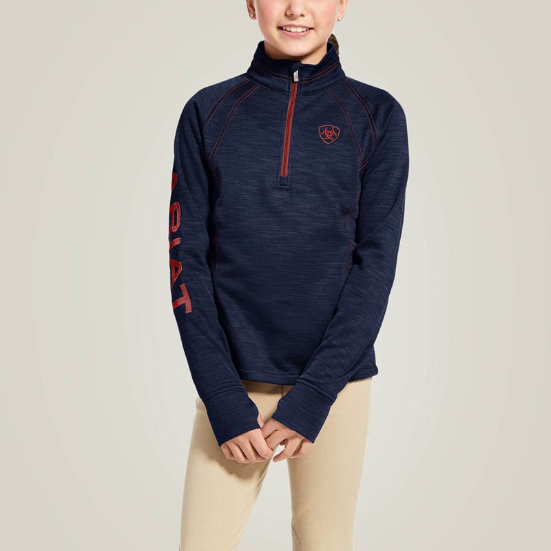 Ariat Tek Team 1/2 Zip Sweatshirt Bleu Marine Enfant | TAW-84212957