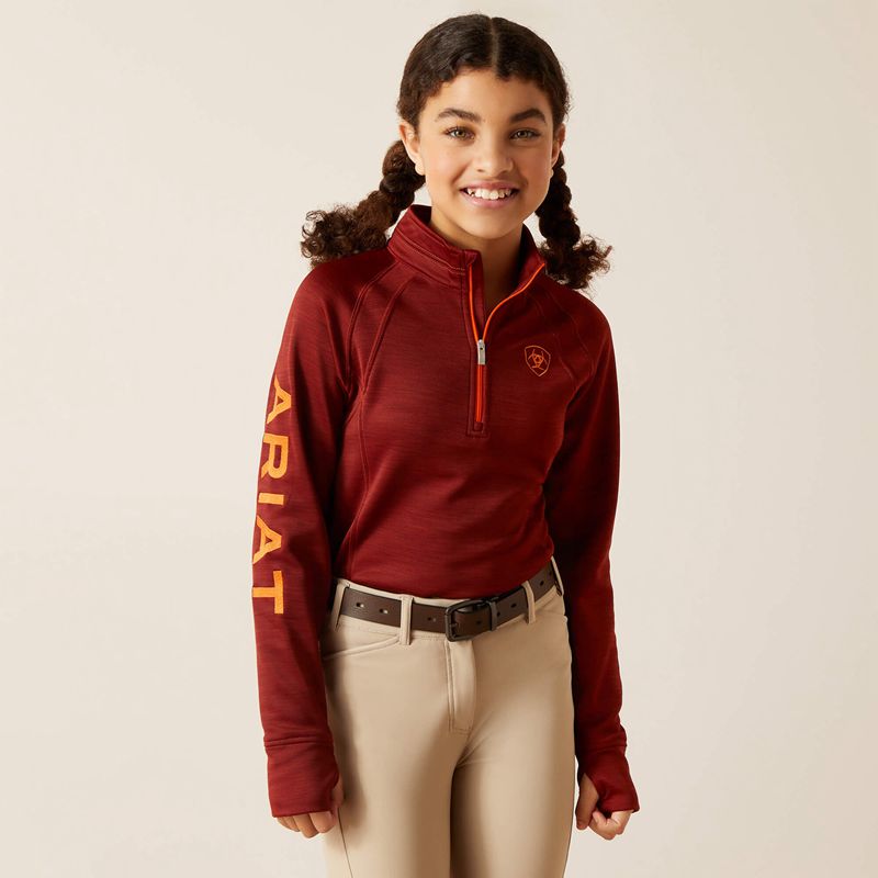 Ariat Tek Team 1/2 Zip Sweatshirt Fired Brick Enfant | EXK-65968319