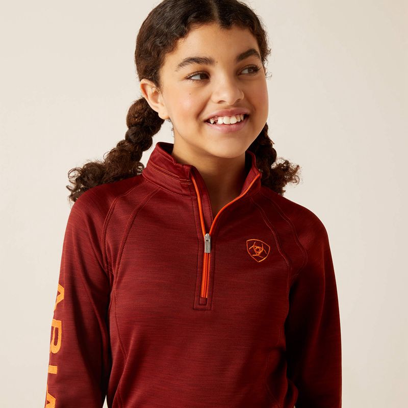 Ariat Tek Team 1/2 Zip Sweatshirt Fired Brick Enfant | EXK-65968319