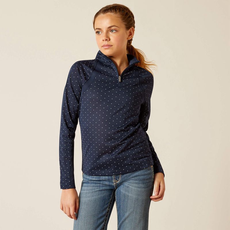 Ariat Sunstopper 3.0 1/4 Zip Baselayer Bleu Marine Enfant | LFW-41289099