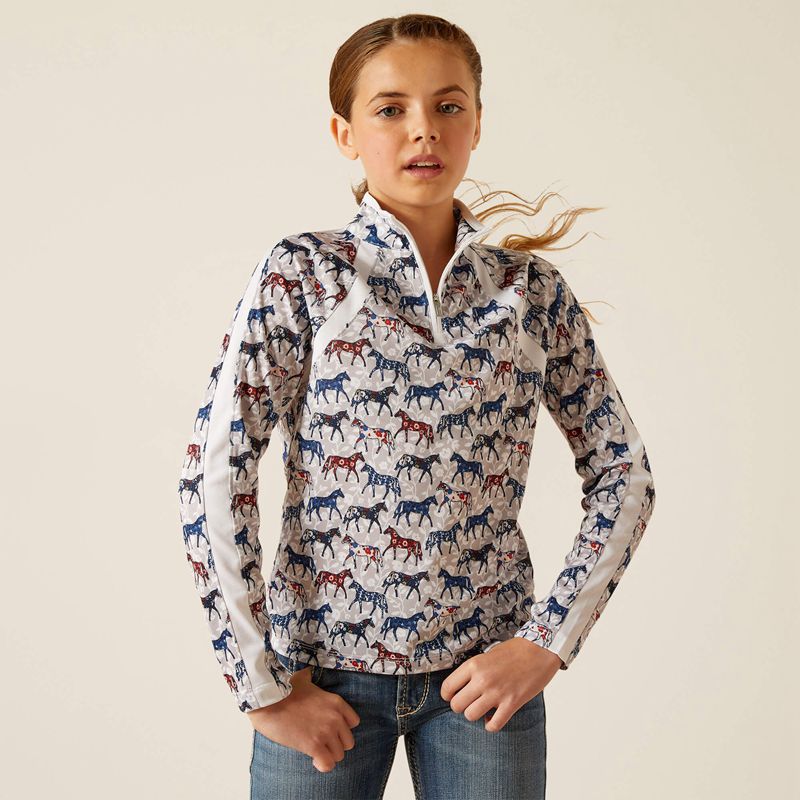 Ariat Sunstopper 3.0 1/4 Zip Baselayer Painted Ponies Enfant | XMK-71131059