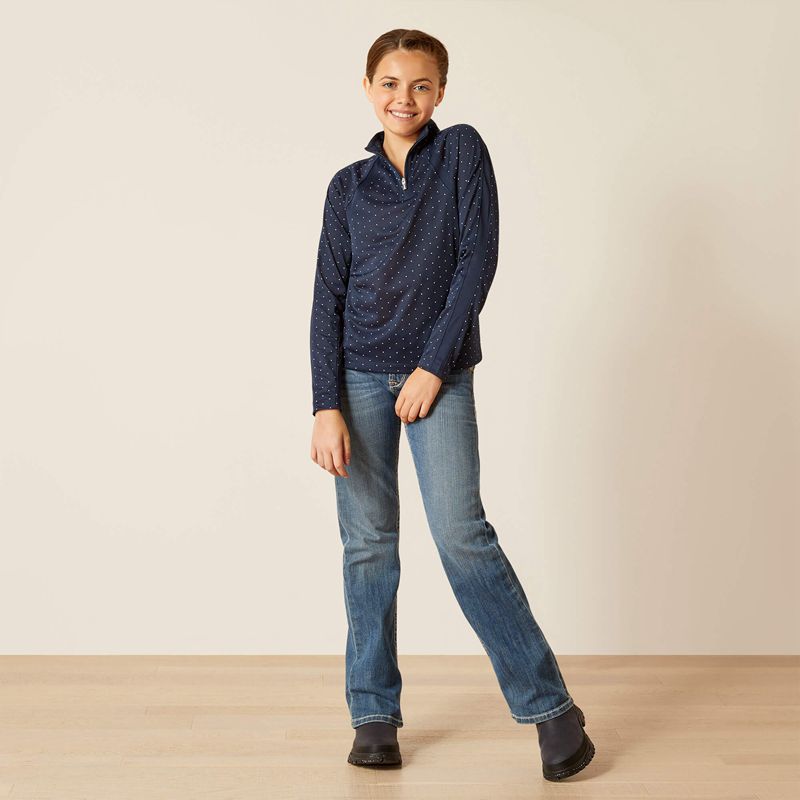 Ariat Sunstopper 3.0 1/4 Zip Baselayer Bleu Marine Enfant | LFW-41289099