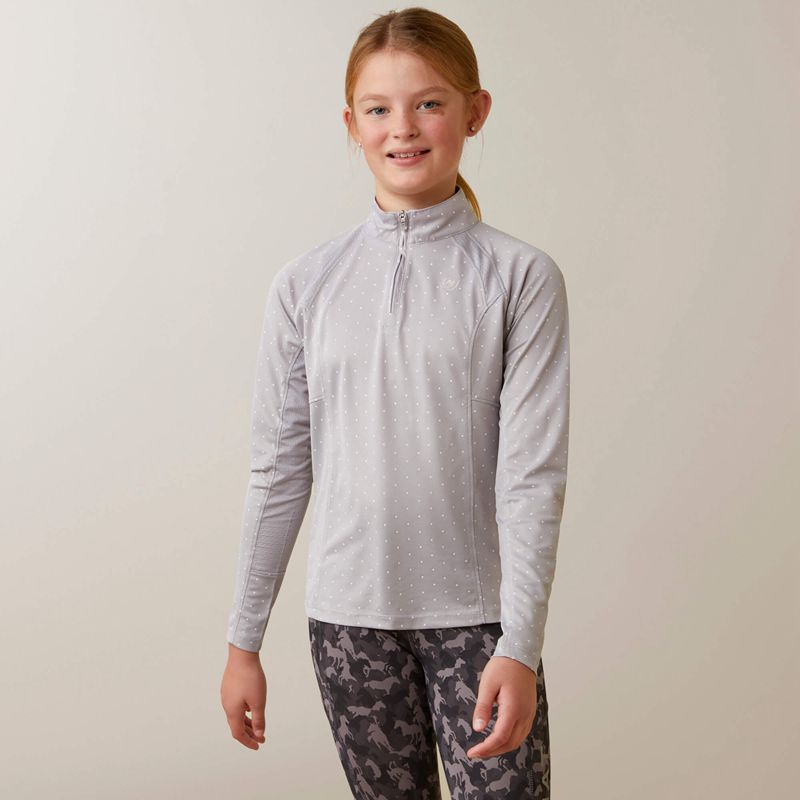 Ariat Sunstopper 2.0 1/4 Zip Baselayer Argent Enfant | RML-47054814