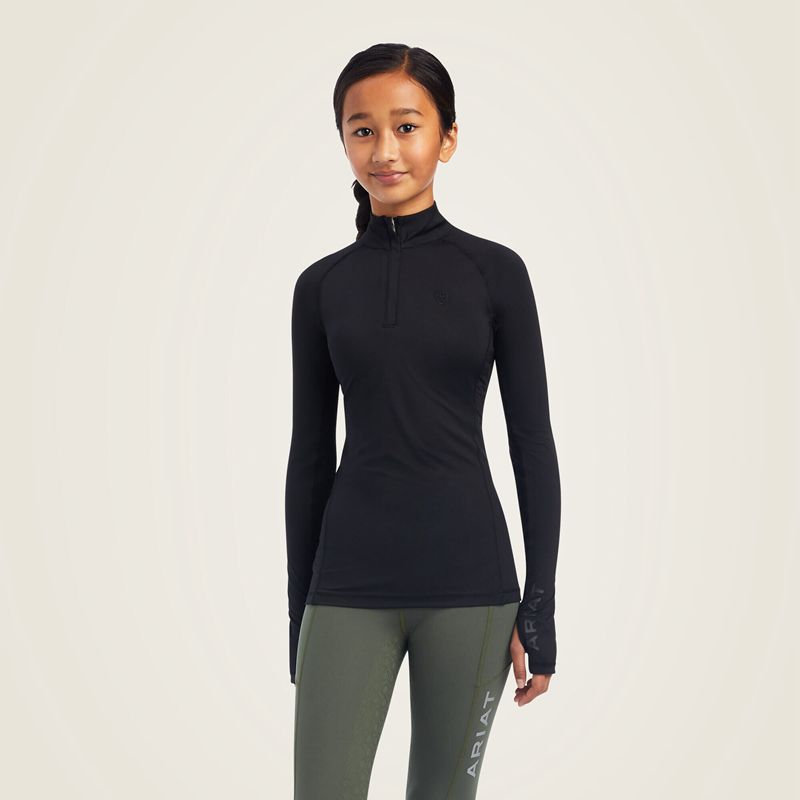 Ariat Lowell 2.0 1/4 Zip Baselayer Noir Enfant | RWJ-85792501